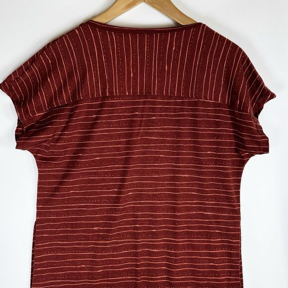 Title Nine Dress Women Extra Small Red Orange Stripe Short Sleeve Stretch Tencel - Picture 6 of 11